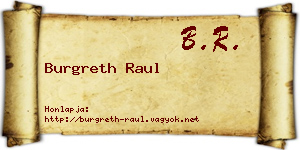 Burgreth Raul névjegykártya